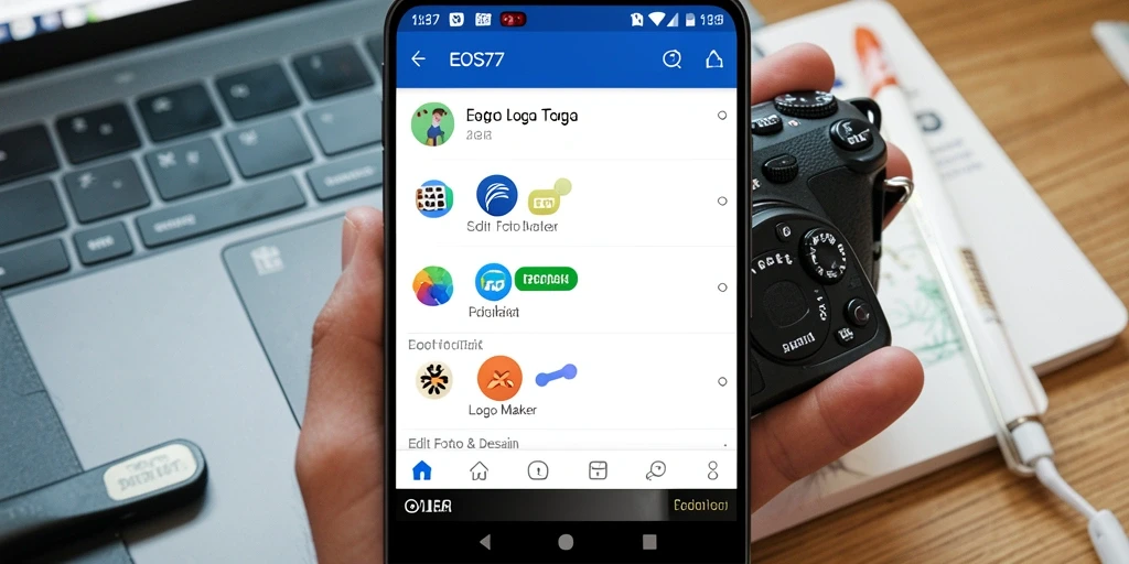 Antarmuka EOS77 yang intuitif dan kaya fitur untuk Logo Maker.