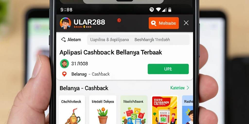 Screenshot antarmuka ULAR288 menampilkan fitur cashback yang menarik.