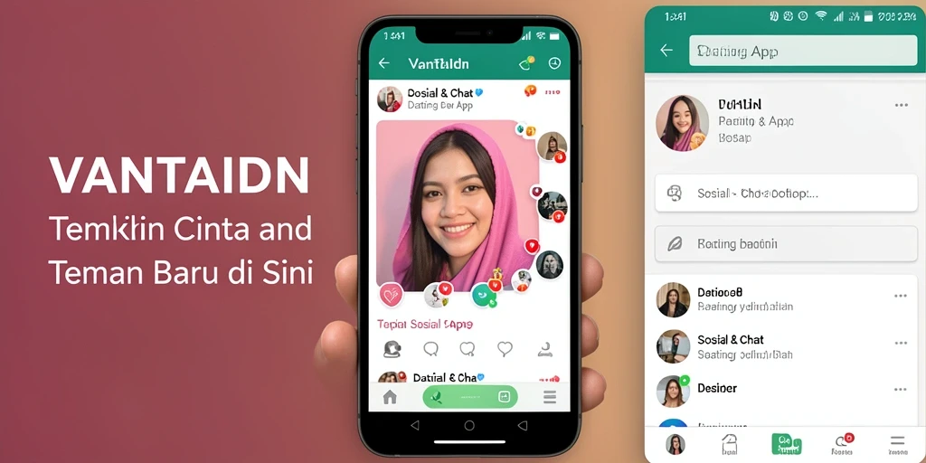 Tampilan antarmuka VANTAIDN yang modern dan fungsional untuk pengguna Dating App.